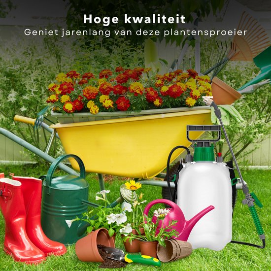Plantensproeier - Drukspuit - Verstuiver - Druksproeier - Plantenspuit - 5 Liter - Met Handvat - Sproeilans - Verstelbaar Mondstuk - Vergrendelbare Trekker - Veiligheidsventiel - Draagriem - Tuin Besproeien - Onkruid Verdelgen van Merkloos	 — afbeelding 3