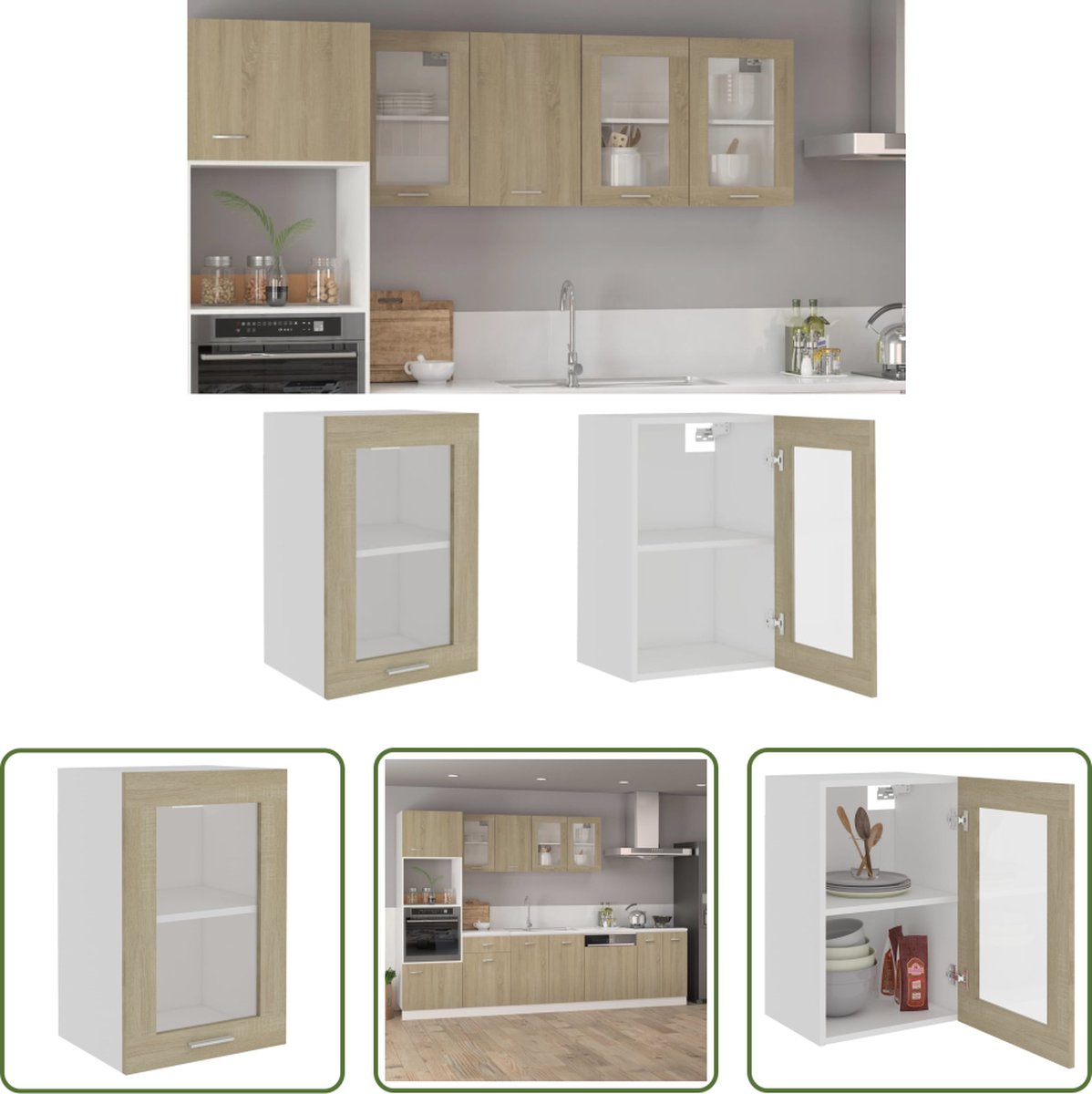 The Living Store Hangkastje Sonoma Eiken - Keukenopberg - 40 x 31 x 60 cm - Duurzaam en functioneel