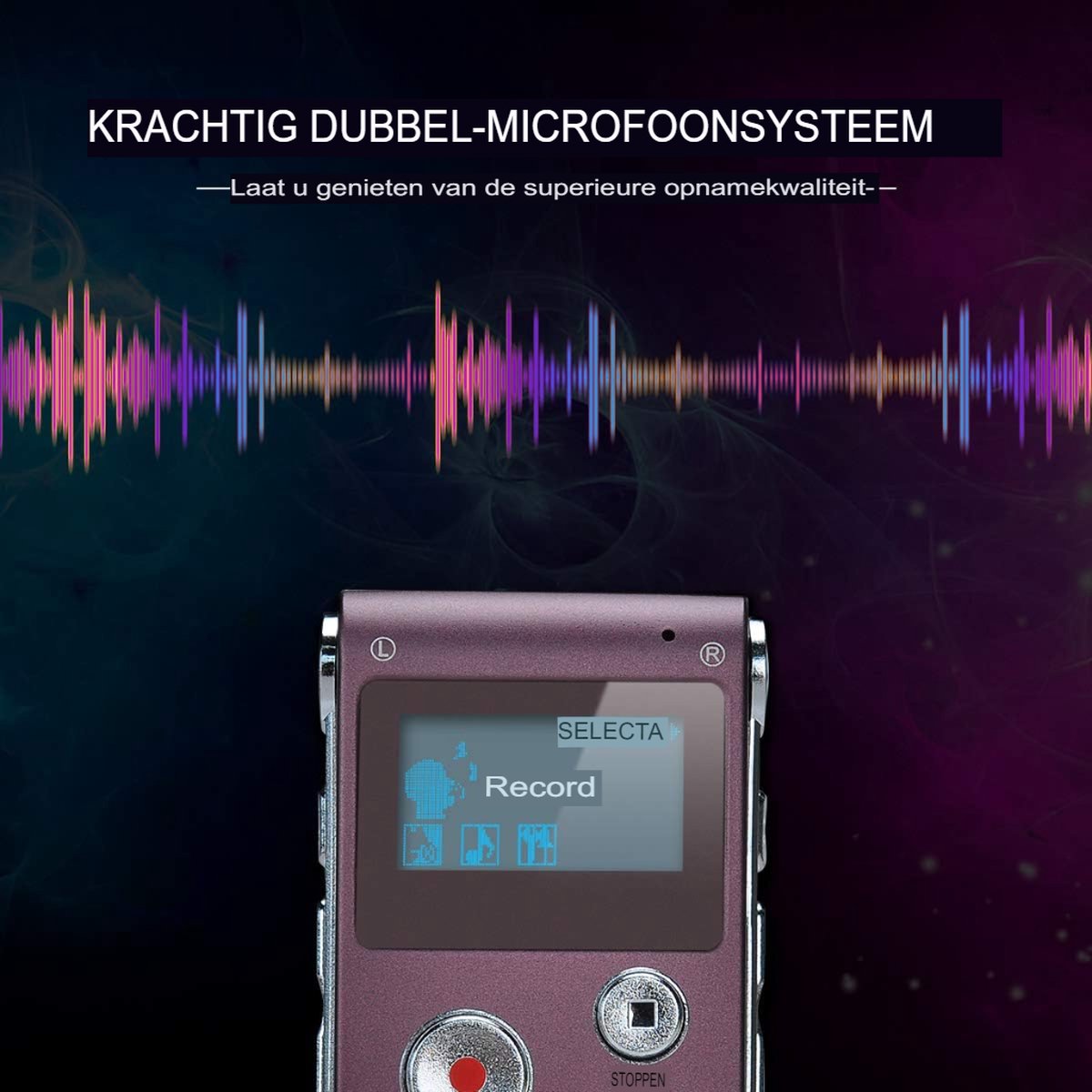 Afbeelding 2 van Dicteerapparaat met Spraakherkenning - Audio-opname en Vergaderingen - USB Oplaadbaar - Draagbare Voicerecorder