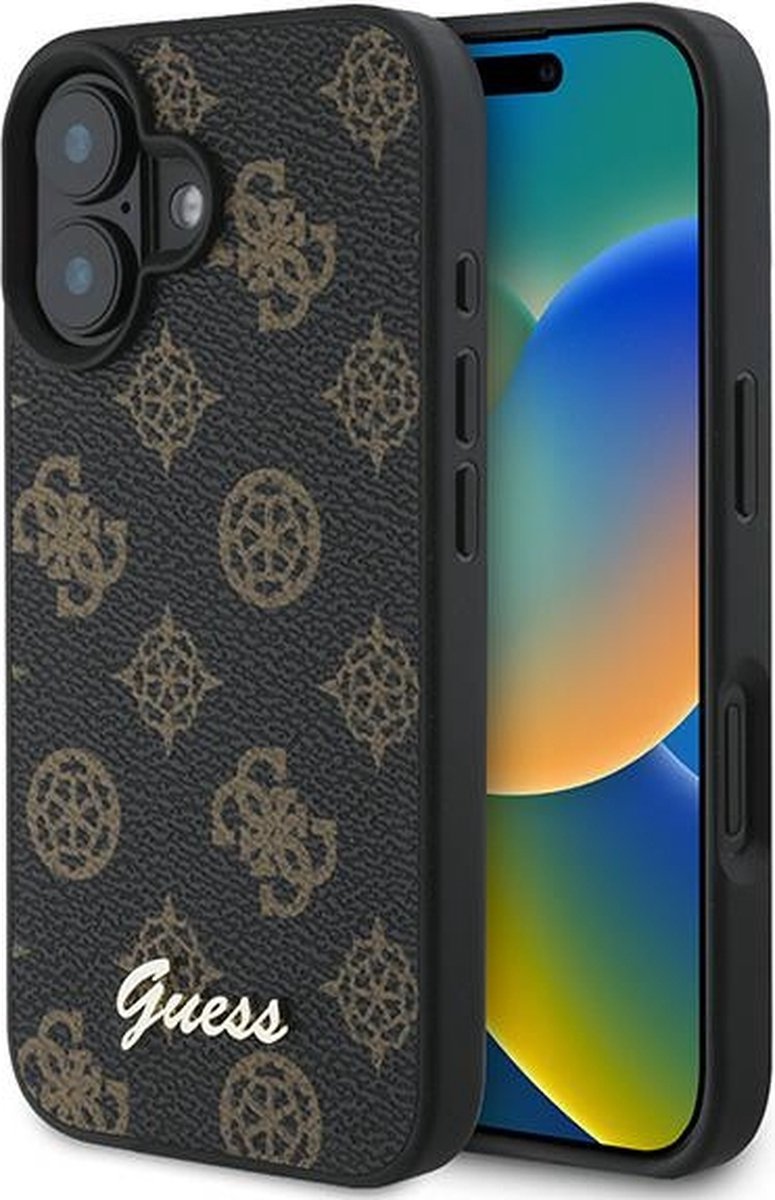 Guess GUHMP16MPGPYSK iPhone 16 Plus 6,7" zwart/zwart hardcase PU Peony Script MagSafe