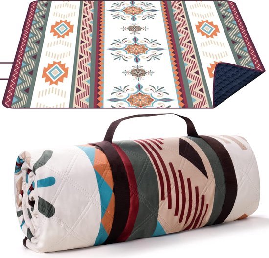 GUSUWU Picknickdeken, 200 cm x 300 cm, waterdicht, stranddeken, picknickmat, wasbaar, licht, met handvat, rood geruit, voor wandelen, reizen, outdoor, camping, parken