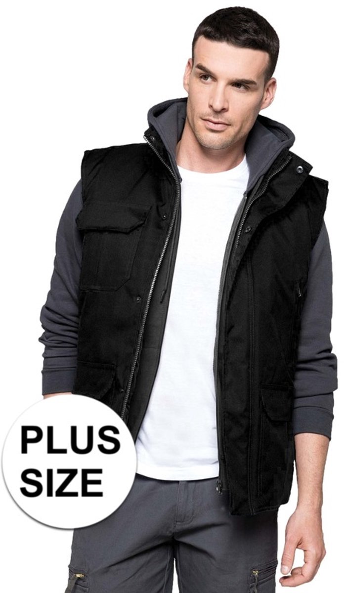 Grote maten outdoor/werk winter vest/bodywamer voor heren Herenkleding/dikke jassen plus 46/58 Zwart