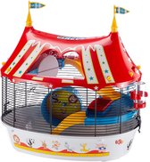 Ferplast Kooi Circus Fun - Hamsterkooi - Wit/Rood - 49,5 x 34 x 42,5 cm