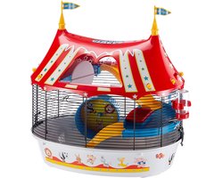 Ferplast Kooi Circus Fun - Hamsterkooi - Wit/Rood - 49,5 x 34 x 42,5 cm