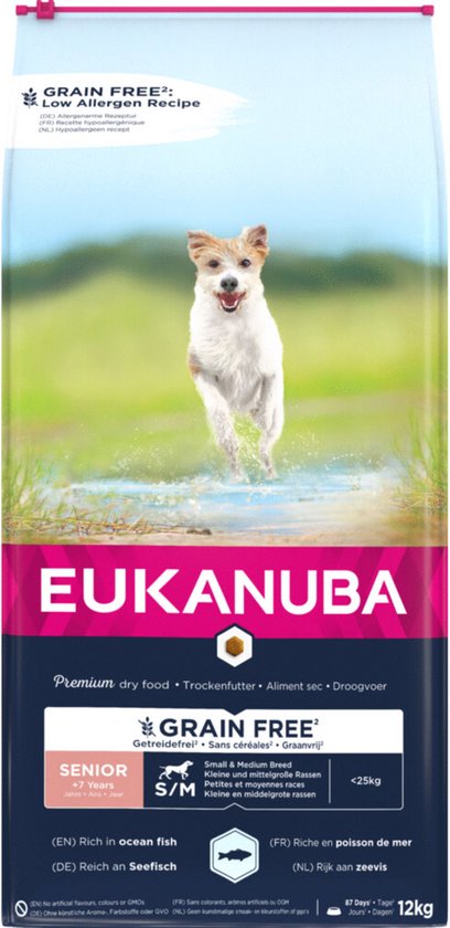 Eukanuba Senior Small & Medium Breed Graanvrij Oceaanvis - Hondenvoer - 12 kg