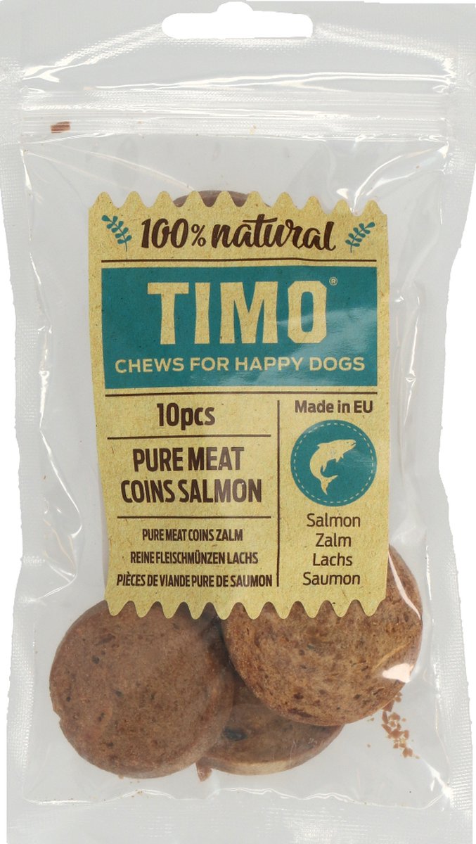 Timo Pure Meat Coins - Hondensnacks - Zalm 5.2 cm 10 stuks