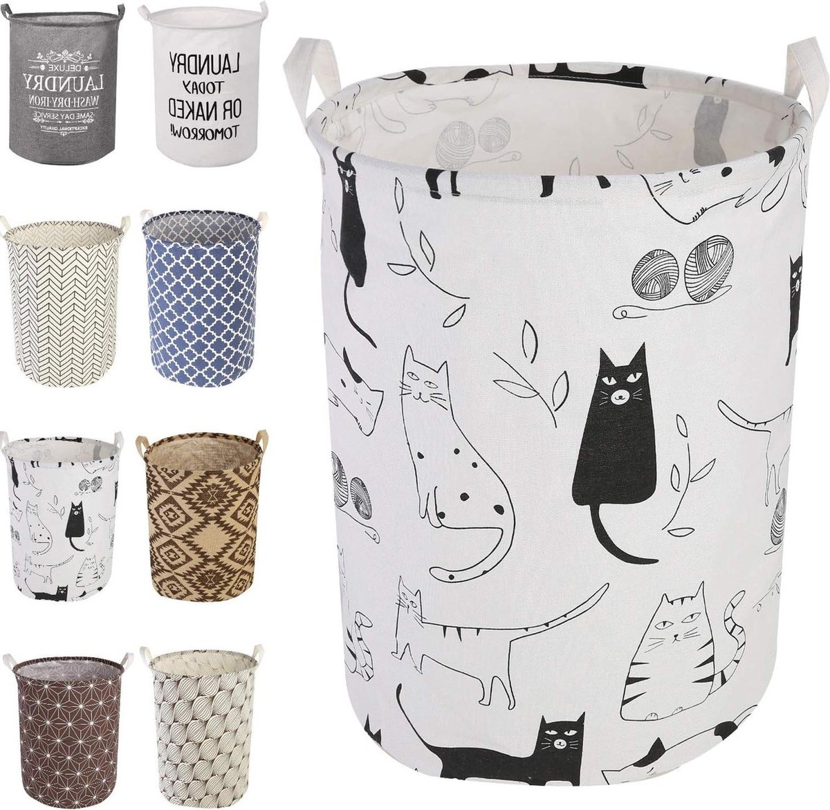 Goedkoopste Wasmand 50-cm inklapbare opbergmand met gemakkelijke draaggrepen - waterdicht - rond - katoen linnen - voor babyproducten speelgoed slaapkamermand