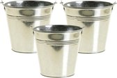 8x pièces seau / pot de fleur en zinc argent 9 cm - Seaux en zinc - Seau à fleurs - Mini seau de Décoration