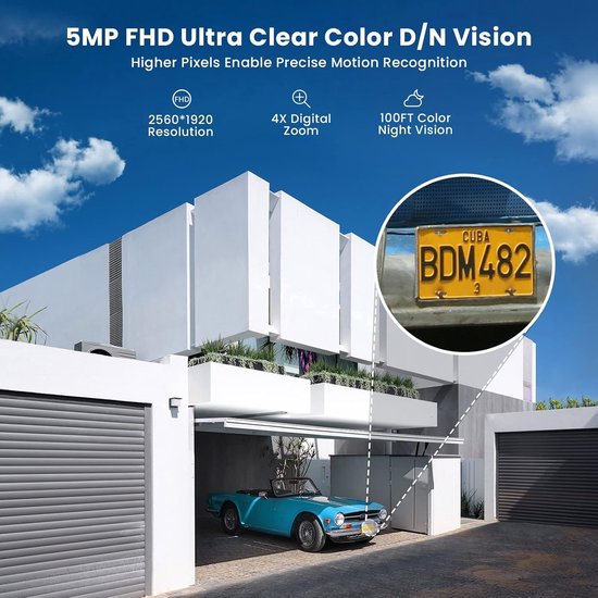 ieGeek 5MP Beveiligingscamera's Draadloos Buiten, Zonnecamera Buiten Draadloos WiFi 360° PTZ Op Batterijen Met Spotlight & Sirene/Bewegingsdetectie/Kleuren Nachtzicht/2-Weg Audio/IP65, Werkt met Alexa, 4 stuks van ieGeek — afbeelding 5