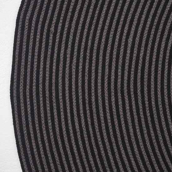 HOMESCAPES Tapis Rond Artisanal 150 Cm – Coton Spirale Gris Et Noir – Pour Chambre, Salon, Déco Cosy