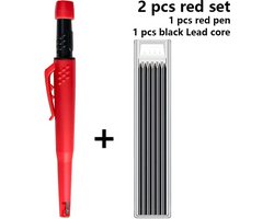 Mechanische Timmerman Potlood Set - Rood - 1 Stuk Met Marker Vullingen En Puntenslijper - Diepe Markering Voor Hout, Metaal En Beton