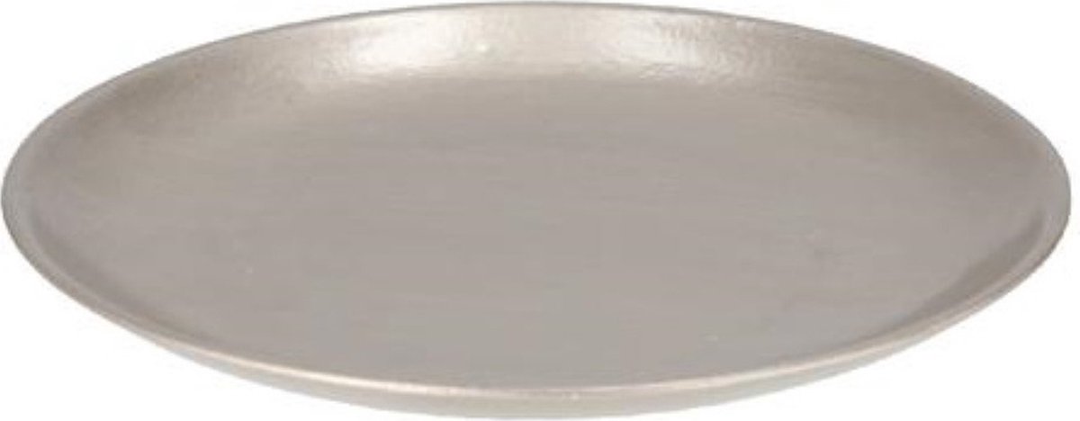 Cepewa Decoratie schaal - zilver - 28 cm - hout - rond - kaarsenbord - kaarsenplateau - Kaarsenonderzetter