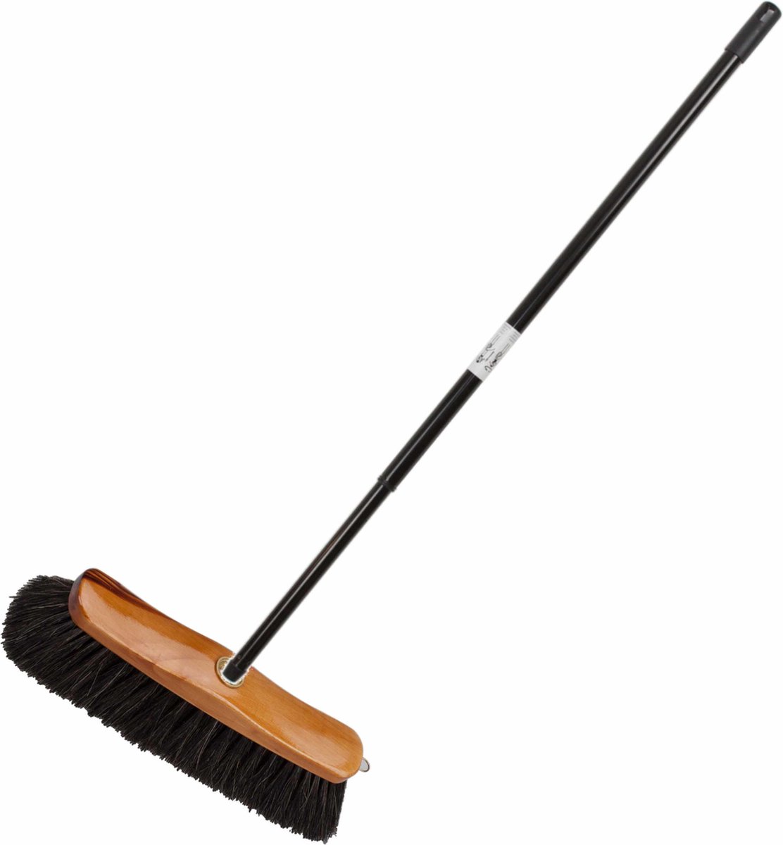 Goedkoopste Houten binnenbezem 29 cm inclusief metalen telescoopsteel zwart/bruin 80 - 130 cm - Zachte kamerbezems