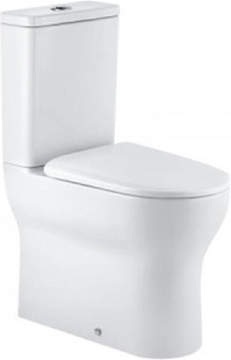 QeramiQ Winner toiletset - 36.6x64.6x87.7cm - staand - verhoogd +6cm - spoelrandloos - met duoblok reservoir - softclose zitting - keramiek - glans wit