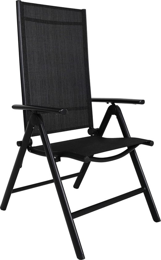 Chicreat Opklapbare campingstoel met hoge rugleuning, zwart, aluminium