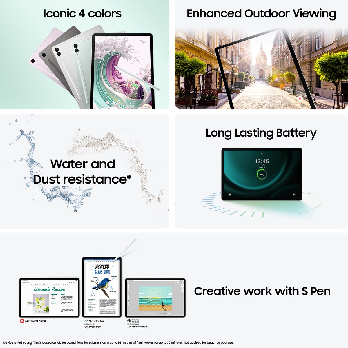 Galaxy Tab S9 FE Plus 256GB - Waterdichte tablet met S Pen thumbnail 5