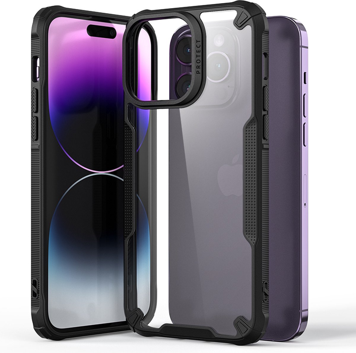 Geschikt voor iPhone 13 Pro Hoesje - Case Cover - Stevige Bumpers - Backcover - Anti Shock - Telefoonhoesje 13 Pro - Hybrid X Fonu - Doorzichtig - Transparant