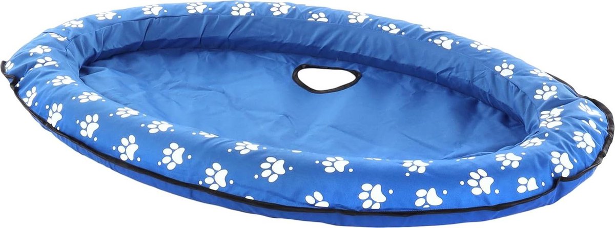 Luchtbed ovaal blauw 100 x 65 x 13 cm met afsluitbare sluiting voor honden - geschikt tot 15 kg.