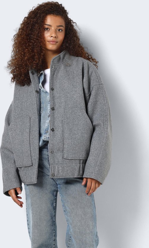 Noisy may Veste Nmhalston L/s Bomber Jacket Wvn Noo 27029328 Gris Clair Mélange Femme Taille - M