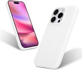 Mobiq - Coque Siliconen Liquide iPhone 16 Pro Max - blanc