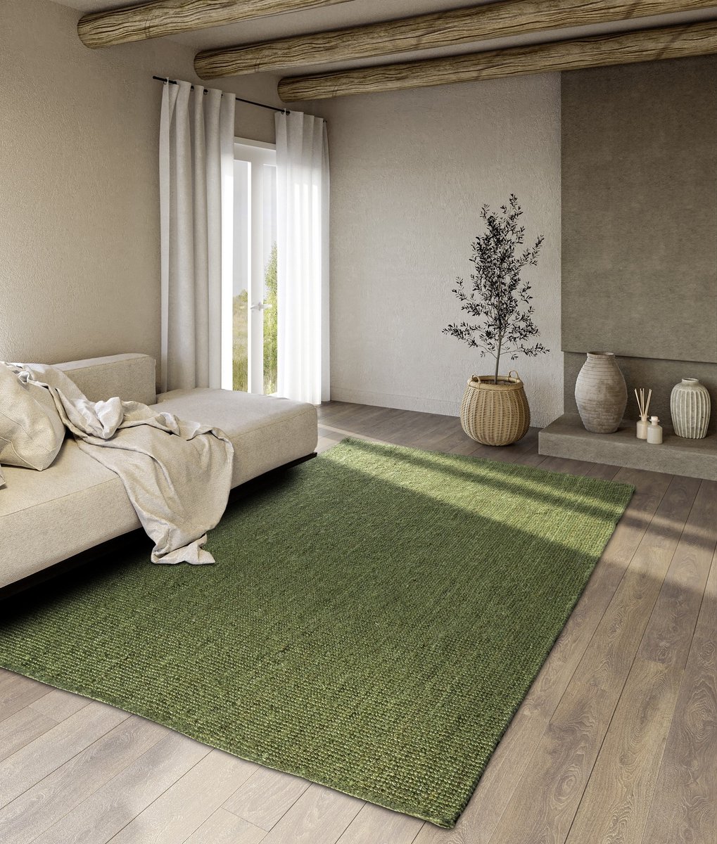 Villeroy & Boch Flycarpets Jute Vloerkleed Rosalie Jungle Groen 80x300 cm Loper