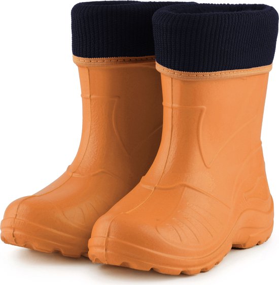 Ladeheid Kinder Regenlaarzen - Rubber - met Binnenschoen - EVA - Wasbare Binnenschoen - LA-KL-EVA-Kids - Oranje - 22