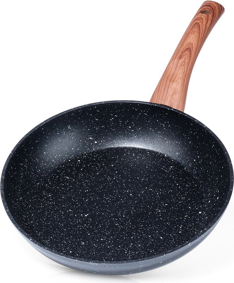 Koekenpan Graniet BLACK&WOOD 24 cm - Multifunctionele Pan voor Vlees - Groenten