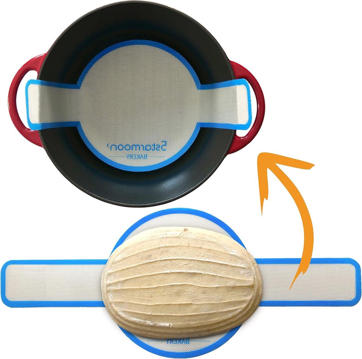 Silicone Bread Sling for Dutch Oven Reusable Bread Mat Heat Resistant Liners Long Handles Non-Stick Mat Sourdough Baking UK Designed