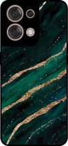 Smartphonica Coque pour Oppo Reno8 5G avec Impression Marbre - Coque Arrière en TPU Design Marbre - Vert Or pour Oppo Reno8 5G