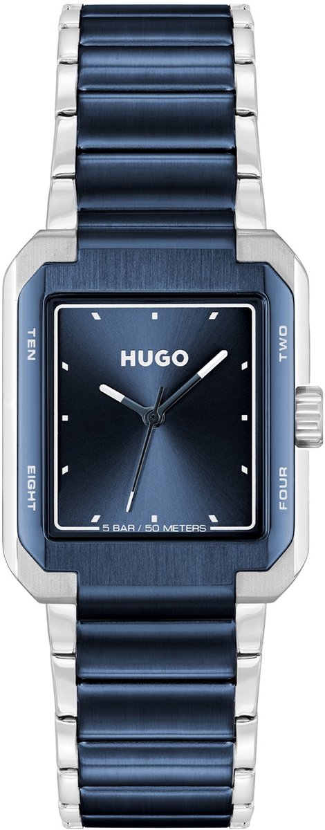 HUGO HU1530382 #THRIVE ANALOG Heren Horloge - Mineraalglas - Staal - Blauw-Zilverkleurig - 40 mm breed - Quartz - Vouw-Vlindersluiting - 5 ATM (douchen)