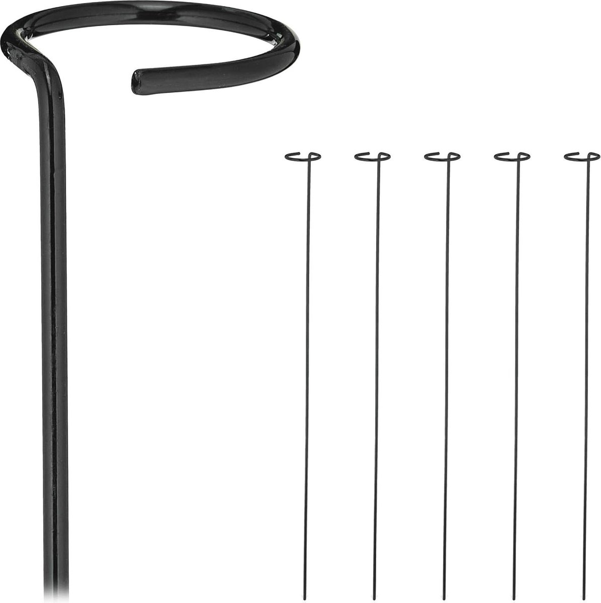 Plantensteun set van 6 metaal plantenstokken met ring ronde klimhulp voor rozen 80 cm lang tuinstokken zwart plantensteun halfronde