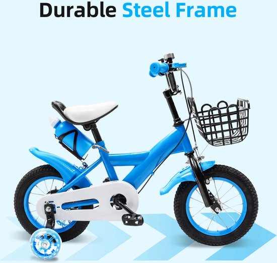 Seastone Kinderfiets - 12 inch - met zijwieltjes - blauw - jongensfiets - Geschikt vanaf 2 jaar van Seastone — afbeelding 5