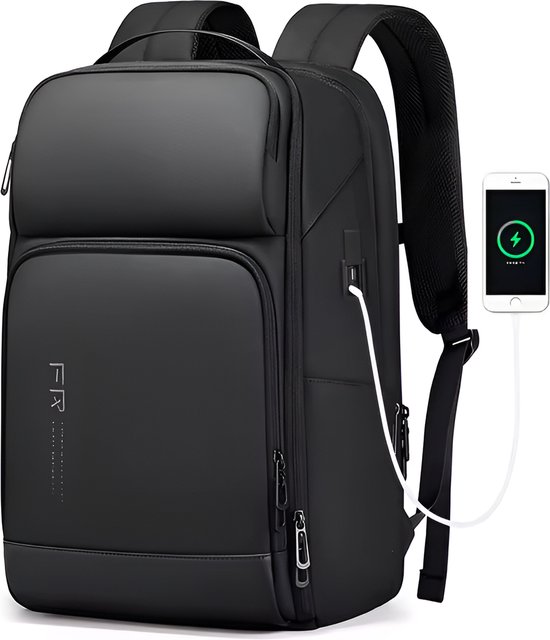 BANGE Zakelijke Laptop Rugzak voor Mannen, 15,6 Inch Waterbestendige Reis Smart Laptop Rugzak Draagbare Rugzak met USB-oplaadpoort