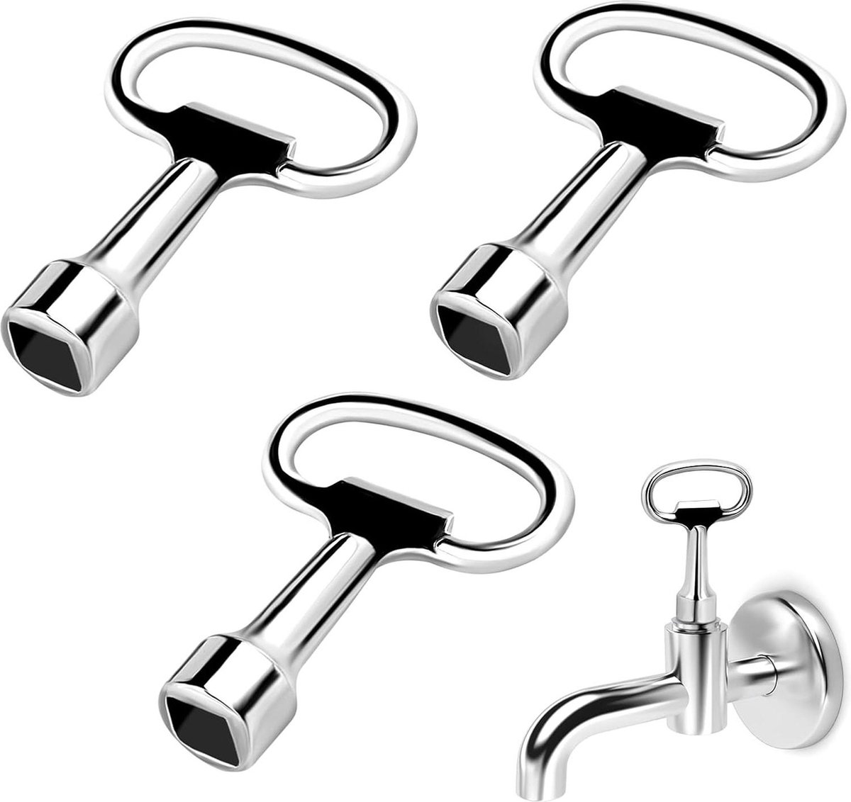 3 stuks vierkante sleutel kraan 8 mm metalen driehoekige steeksleutel radiator ontluchtingssleutel elektrische kast gas water stroommeter box buitenkraan sleutel