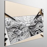 Line art zwart wit schilderij | Monochrome Meesterwerk: Een Dans van Licht en Schaduw | Kunst - 20x20 centimeter op Canvas | Foto op Canvas