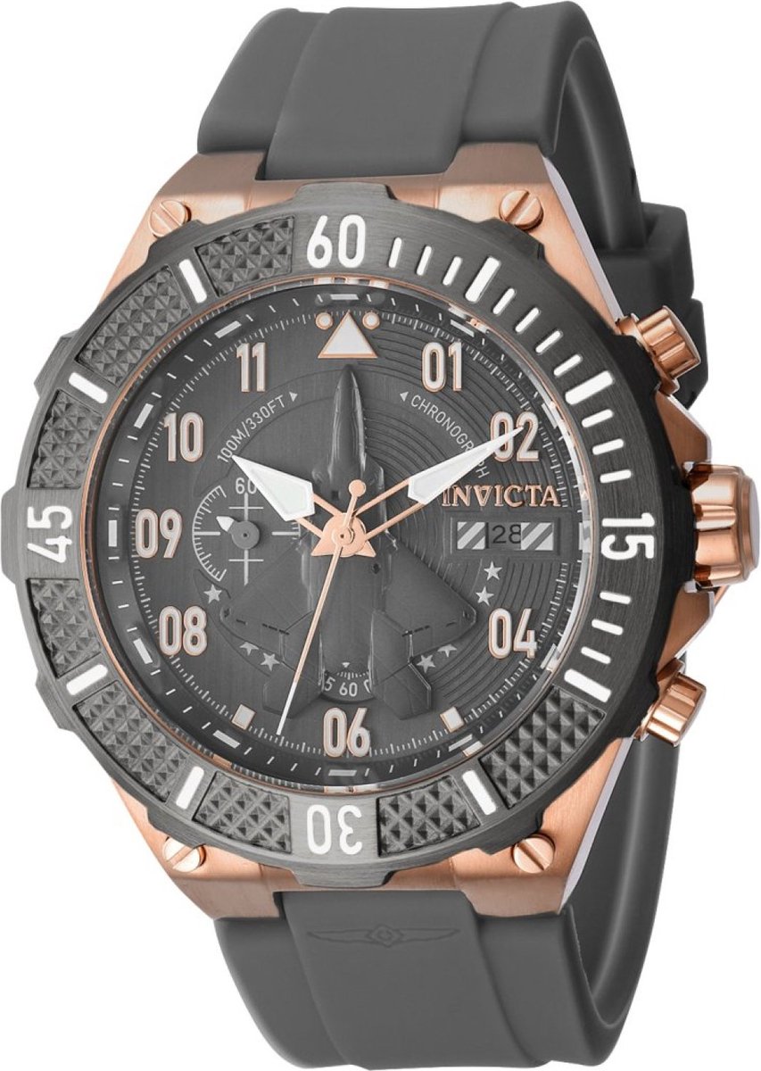 Invicta Aviator 39895 Heren Horloge - Waterdicht - Analoog - Quartz Uurwerk - Roestvrij Staal met grijze Wijzerplaat - 50mm