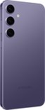 Arrière du Samsung Galaxy S24 violet avec trois appareils photo et le logo Samsung.
