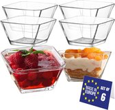 Nordic Schiller Lot de 6 bols à dessert modernes en verre, 300 ml, 100 % sans plomb, bols en verre empilables, tasses à dessert, bols à pudding, bols à dessert, bols à fruits, bols à sauce, bols à dessert