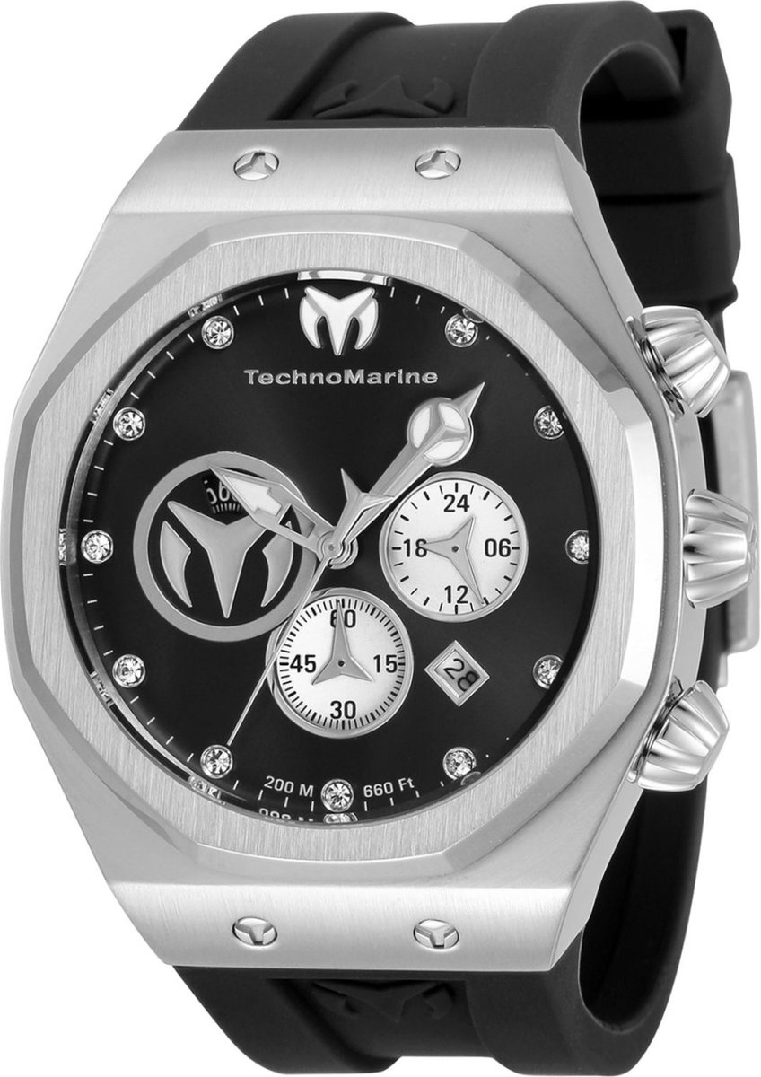 TechnoMarine Reef TM-520000 Heren Horloge - Waterdicht - Analoog - Quartz Uurwerk - Roestvrij Staal met zwarte Wijzerplaat - 45mm