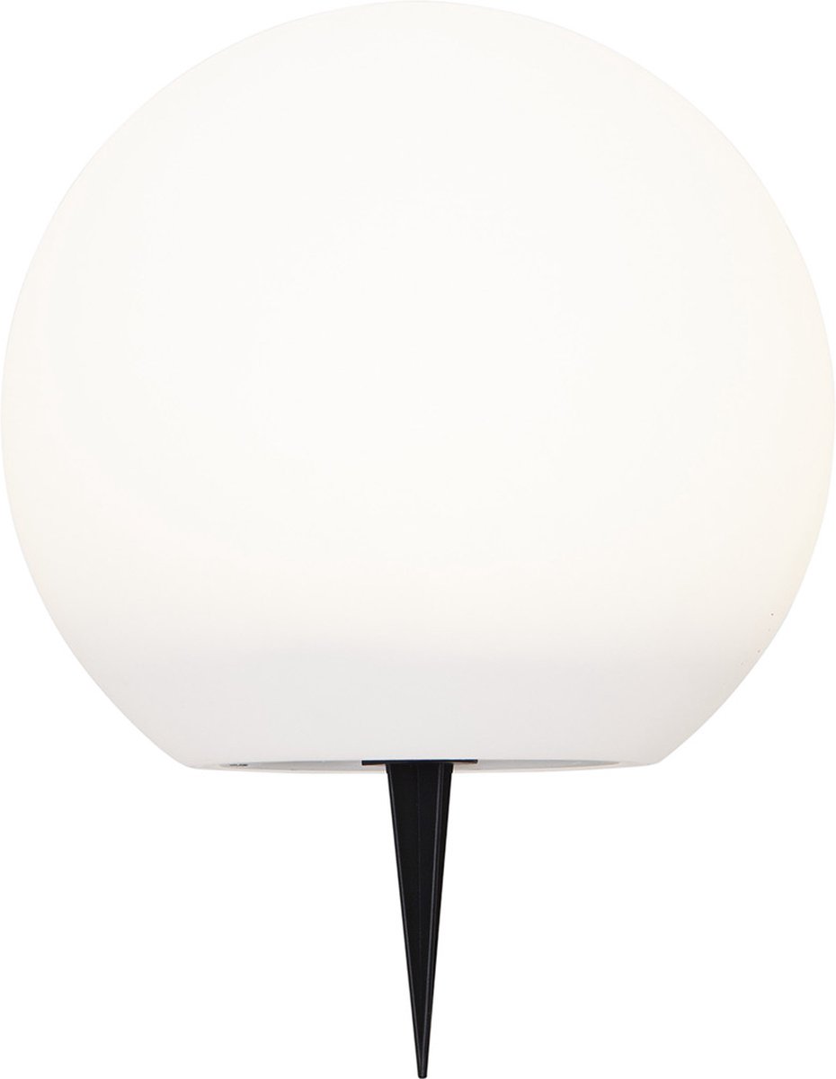 Star Trading solar decoratie Globy, padlamp, wereldbol, grondspies, wit, LED, warm wit, schemersensor, buiten, 25 cm