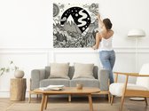 Doodle landschap schilderij | Creatief gestippeld landschap in levendige kleuren met surreële elementen | Kunst - 60x60 centimeter op Dibond | Foto op Dibond