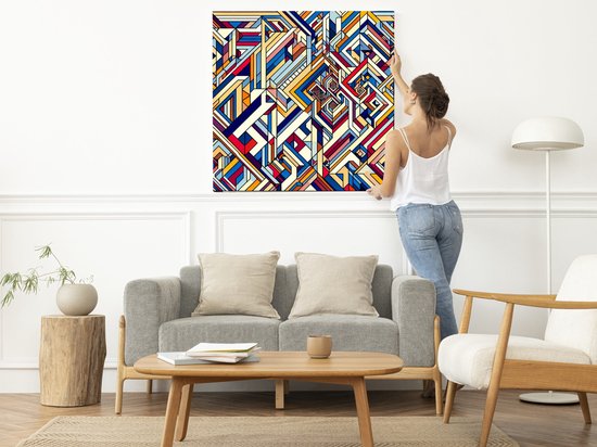 Abstract escher schilderij | Escher's vision: a mesmerizing blend of abstract shapes and perspectives | Kunst - 40x40 centimeter op Dibond | Foto op Dibond