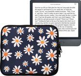 kwmobile Universele Cover voor eReader - Neopreen hoesje Madeliefjes design blauw / wit / geel -