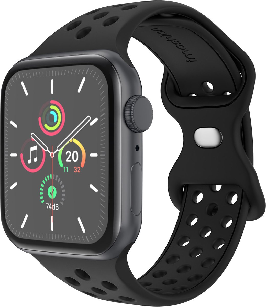 iMoshion Sport⁺ bandje geschikt geschikt voor Apple Watch Series 1 / 2 / 3 / 4 / 5 / 6 / 7 / 8 / 9 / SE / Ultra (2) - 42 / 44 / 45 / 49 mm - Maat S/M - Black & Anthracite