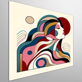 Modern vrouw schilderij | Vrouwelijke expressie in de hedendaagse kunst: een moderne verbeelding | Kunst - 40x40 centimeter op Dibond | Foto op Dibond