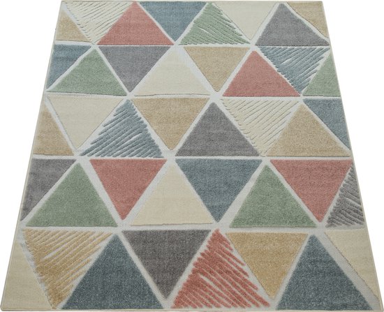 Paco Home Binnen- en buiten vloerkleed, terras en balkon, weerbestendig modern geometrisch patroon, Maat:120x170 cm, Kleur:Grijs 3