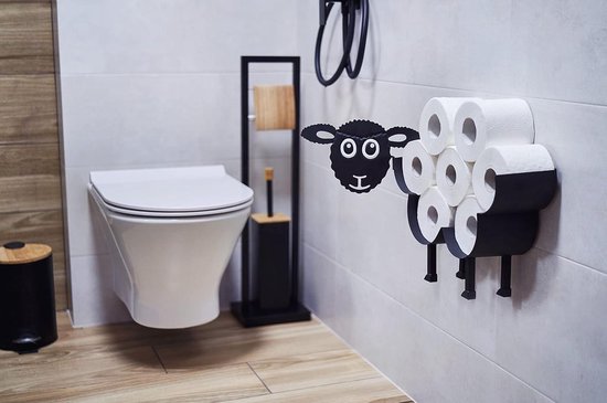 Porte Rouleau Papier Toilette Sur Pied - Double Rangement + Tablette