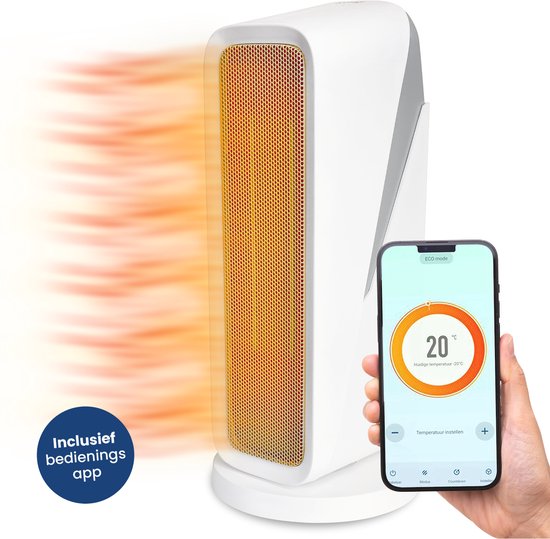 Gologi Ventilatorkachel met Thermostaat - Kachel Elektrisch - Verwarming - Heater - Met app en Touch Bediening - 1500W