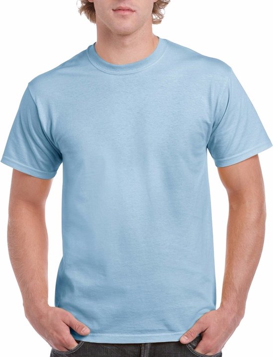 T-shirts lichtblauw voor heren - zware 200gr kwaliteit - Basic shirts - Katoen - Korte mouwen - Comfort pasvorm L
