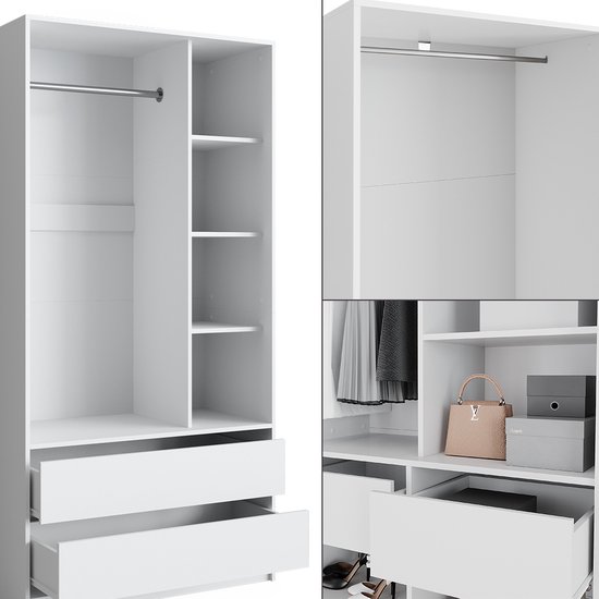 Vicco Armoire Elmo, Wit, 100 x 200 cm Set de 3 parties